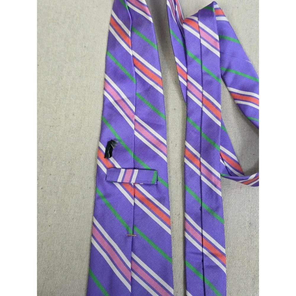 Lauren Ralph Lauren Mens Silk Tie Purple‎ Green Pink Orange Striped Necktie